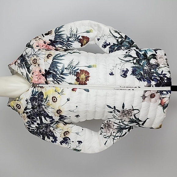 Point Zero Ultralight Women's Puffer Hooded Jacket White Floral Print Size M - Picture 3 of 16